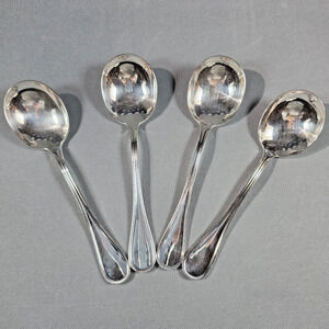 Christofle Albi Silverplate Vintage Cream Soup Spoons Set of 4 France